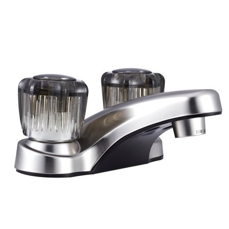DURA FAUCET RV LAVATORY FAUCET W/SMOKED ACRYLIC KNOBS - BRUSHED SATIN NICKEL DF-PL700S-SN